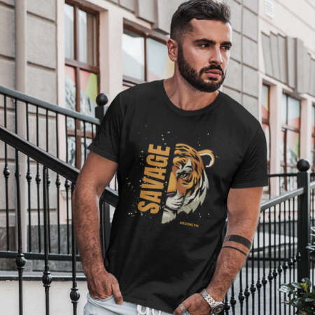 Tricouri personalizate barbati - Tricou negru barbati personalizat cu poză SAVAGE