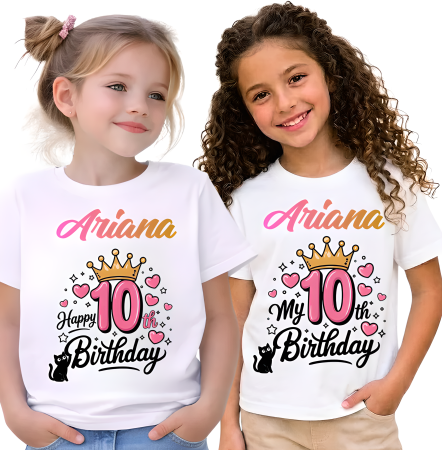 Cadouri copii - Tricou personalizat aniversar Birthday Princess pentru copii din bumbac