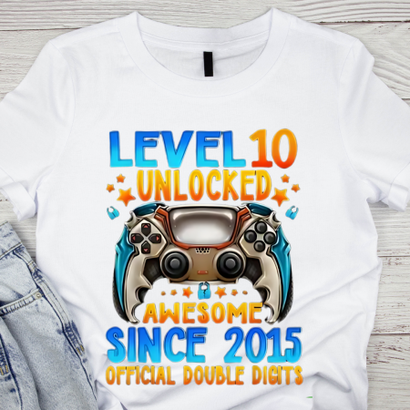 Cadouri Back to school - Tricou personalizat aniversar Level 10 Unlocked Awesome Since