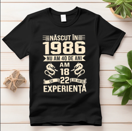 Tricou personalizat „Născut în 1986” – cadou aniversar cu mesaj amuzant [2]