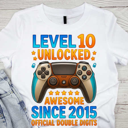 Tricou personalizat aniversar Level 10 Unlocked Awesome Since [1]