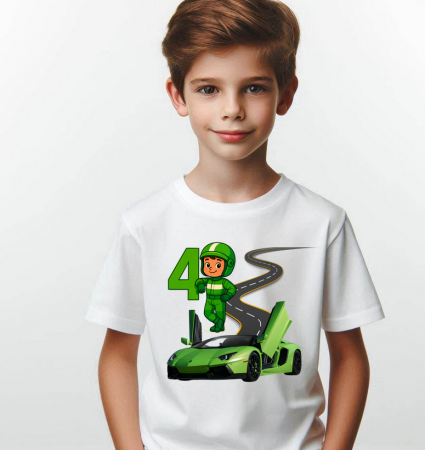 Cadouri Back to school - Tricou personalizat aniversar Level 4 Pilot de curse Lamborghini