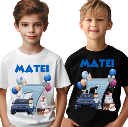 Cadouri copii 5 ani - Tricou personalizat aniversar Volskwagen cu cifra aniversara