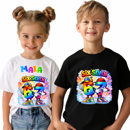 Tricou Personalizat Copii six seven 67  in Culori Pastelate [4]