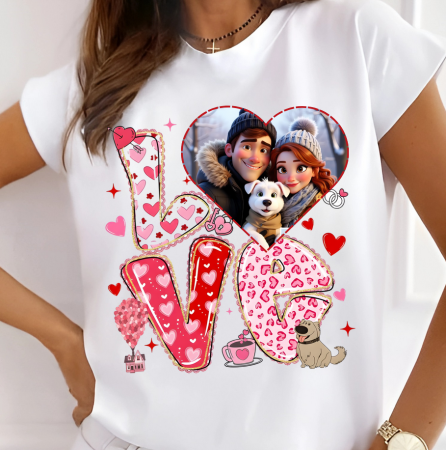 Tricou personalizat Valentine’s Day – LOVE cu poza voastră 3D Cartoon [1]