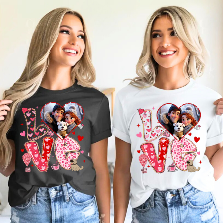 Tricou personalizat Valentine’s Day – LOVE cu poza voastră 3D Cartoon [2]