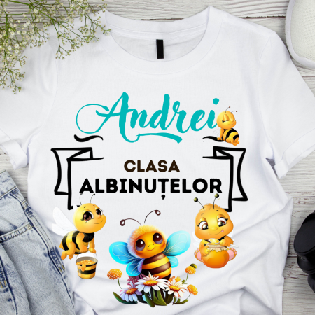 Tricou absolvire elevi clasa 4 sau gradinita Clasa albintelor cu text sau poze ABS1040 Tricou absolvire elevi clasa 4 sau gradinita Clasa albintelor cu text sau poze ABS1040