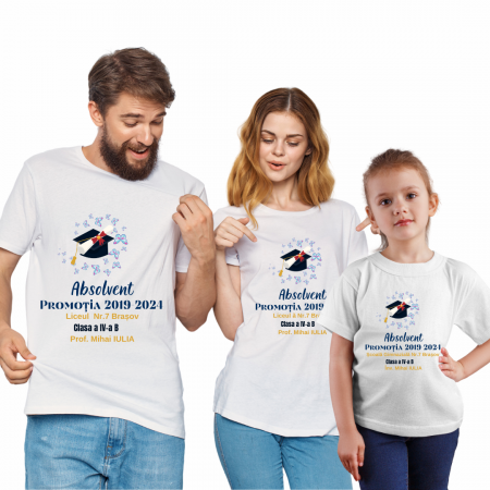 Cadouri Colegi, sefi sau angajati - Tricou personalizat pentru absolvire cu text sau poze, unisex Absolvent ABS1014