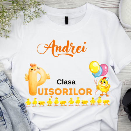Cadouri copii 9 ani - Tricou personalizat pentru absolvire  Grupa puisorilor cu text sau poze ABS1027