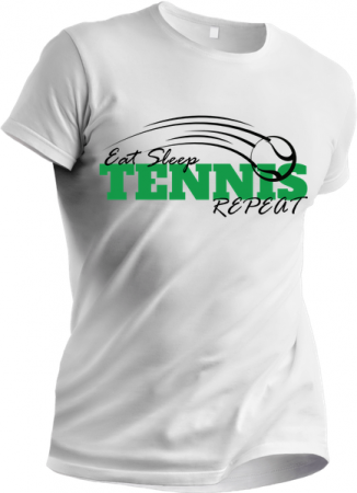 Cadouri pentru sportivi - Tricou personalizat pentru iubitoarele de tenis Eat Sleep Tenis Repeat TNS5004
