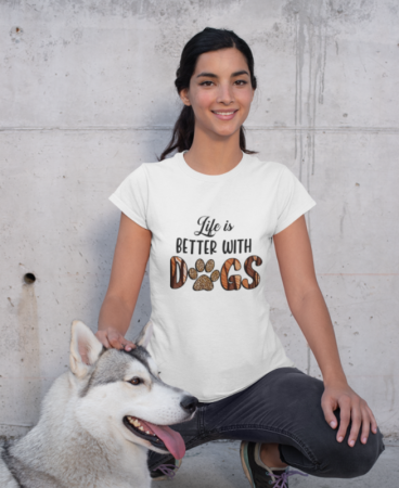 Tricou personalizat pentru iubitori de catei Life is better with Dog [0]
