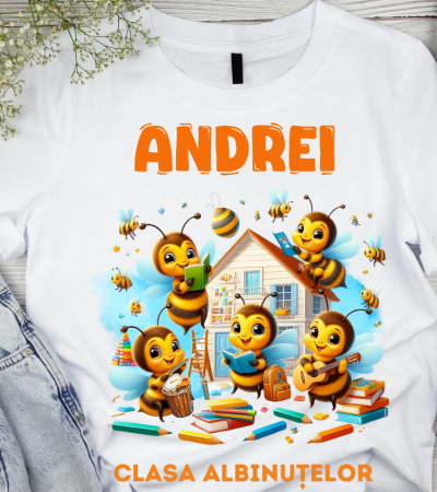OFERTE SCOLARE - Tricou scolare Clasa albinutelor personalizat pentru absolventi de scoala sau gradinita