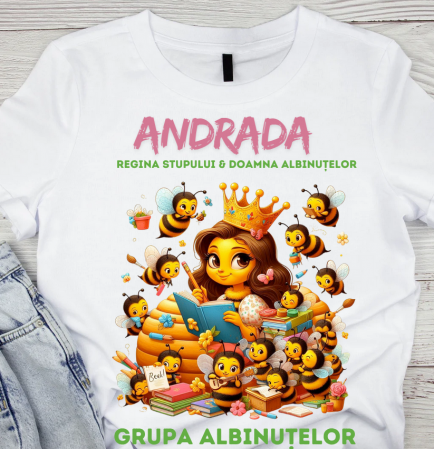 Cadouri Colegi, sefi sau angajati - Tricou scolare Clasa albinutelor personalizat pentru absolventi de scoala sau gradinita