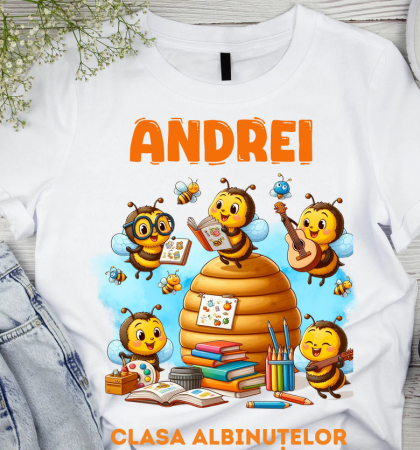 OFERTE SCOLARE - Tricou scolare Clasa albinutelor personalizat pentru absolventi de scoala sau gradinita