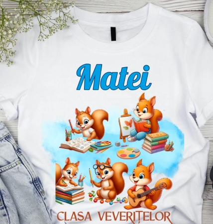 Cadouri Colegi, sefi sau angajati - Tricou scolare Clasa veveritelor pentru absolventi de scoala sau gradinita