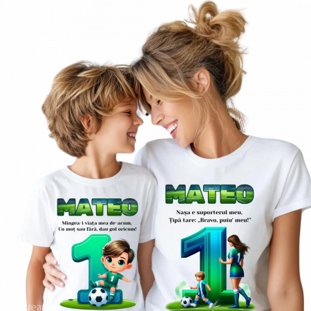 Tricouri Family Aniversare Personalizat pentru mot – Cadou Haios pentru Copii și Părinți | Model Tematic Fotbal [2]