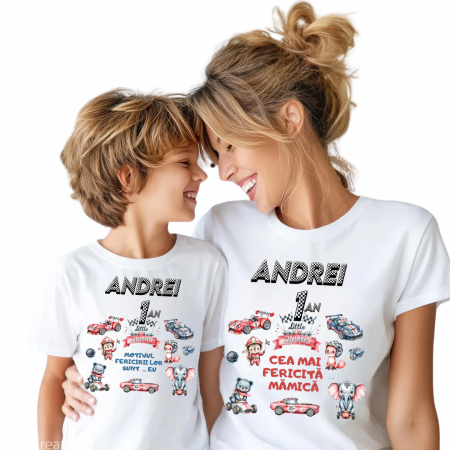 Tricouri Family Aniversare Personalizate – Cadou Haios pentru Copii și Părinți | Model Tematic racing [1]