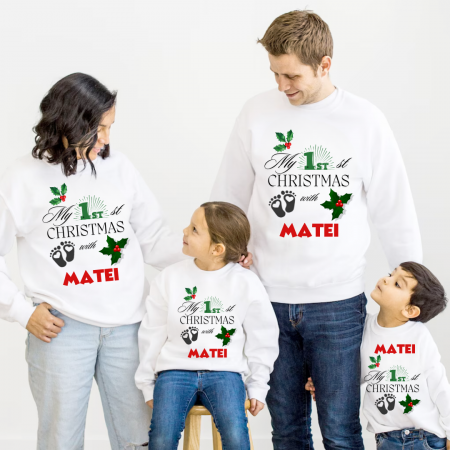 OFERTE SCOLARE - Tricouri Family mama, tata  si copii personalizate cu tematica de Craciun,  Craciun Fericit