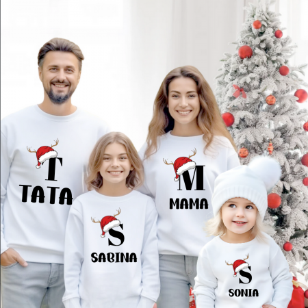 OFERTE SCOLARE - Tricouri Family mama, tata  si copii personalizate cu tematica de Craciun,  Craciun Fericit 12247