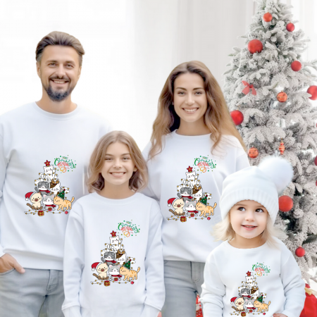 OFERTE SCOLARE - Tricouri Family mama, tata  si copii personalizate cu tematica de Craciun,  Craciun Fericit 12253