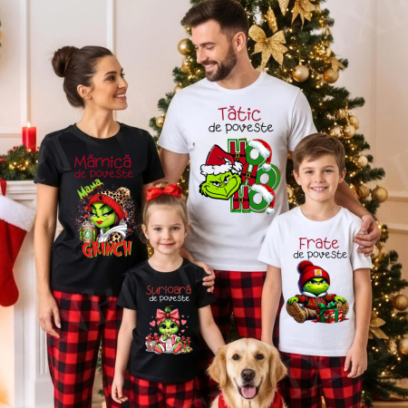 Tricouri personalizate Family - Tricouri personalizate Family, Cadoul perfect de craciun Grinch Family  25107