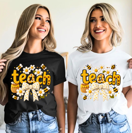 Cadouri pentru profesori sau absolventi - Tricou Special pentru Educatoare de albinute - un cadou cu Design Elegant Tip Brodat
