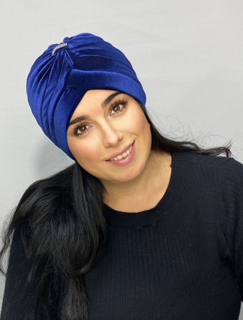 Turban catifea rafinat de dama KATY marime universala, captuseala, culoare  blue regal [0]