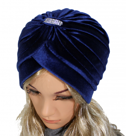 Turban catifea rafinat de dama KATY marime universala, captuseala, culoare  blue regal [0]