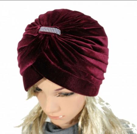Turban catifea rafinat de dama KATY marime universala, captuseala, culoare  Visiniu [1]
