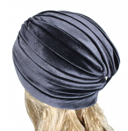 Turban catifea rafinat de dama KATY marime universala, captuseala, culoare  dark silver [1]
