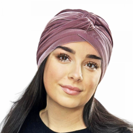 Turban din catifea rafinat de dama DIANA marime 58-60, captuseala polar, culoare  roz pudra inchis [1]