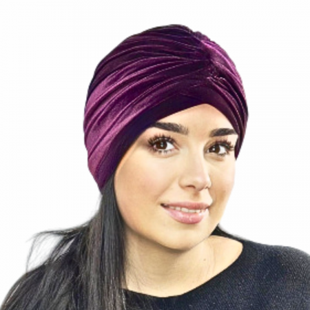 Turban din catifea rafinat de dama DIANA marime 58-60, captuseala polar, culoare visiniu [0]