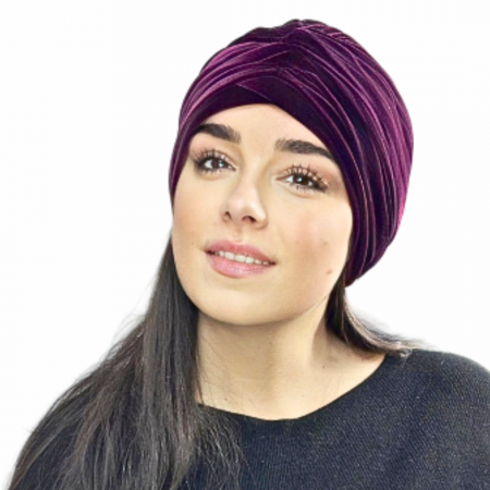 Turban din catifea rafinat de dama DIANA marime 58-60, captuseala polar, culoare visiniu [1]