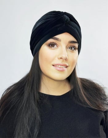 Turban catifea rafinat de dama KATY  marime 58-60, captuseala polar, culoare negru [3]