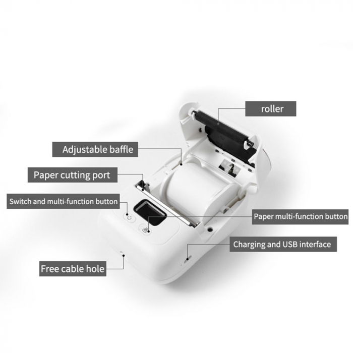 Imprimanta termica buzunar M110 Bluetooth latime max. 50 mm acumulator incorporat Li-Ion 1500 mAh cablu date Aimo Phomemo M110 [4]