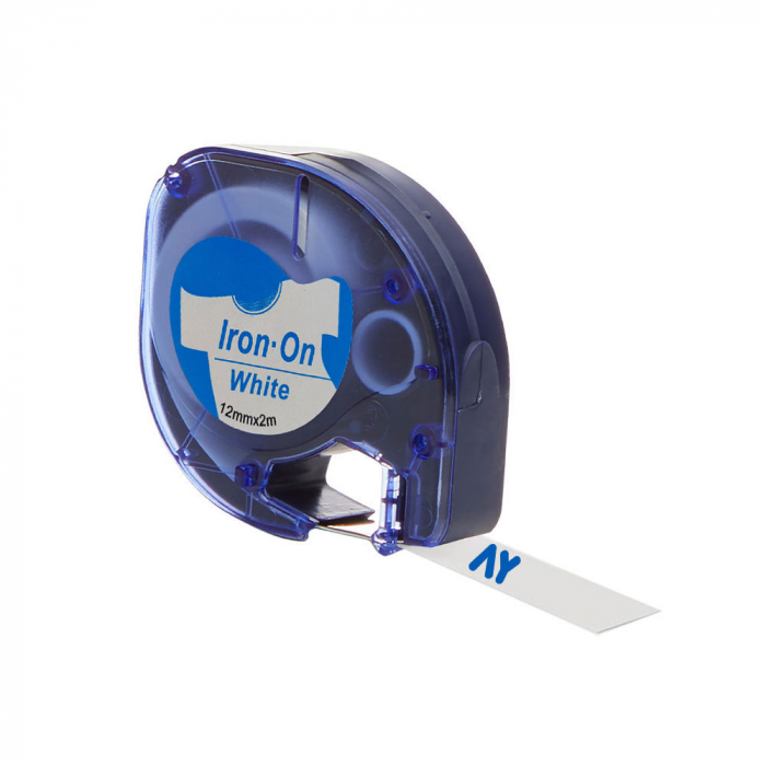 Etichete haine Iron-On 12 mm x 2 m albastru alb Aymo ID1 compatibile Dymo S0718850 Letratag 18769 18773 18777 [1]