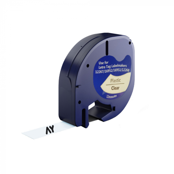 Etichete plastic transparent 12 mm x 4 m Aymo ID1 compatibile Dymo S0721530 Letratag 12267 [1]