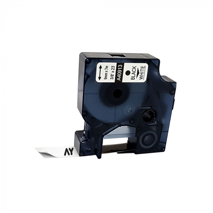 Etichete plastic alb 9 mm x 7 m Aymo ID1 compatibile Dymo S0720780 40913 [1]