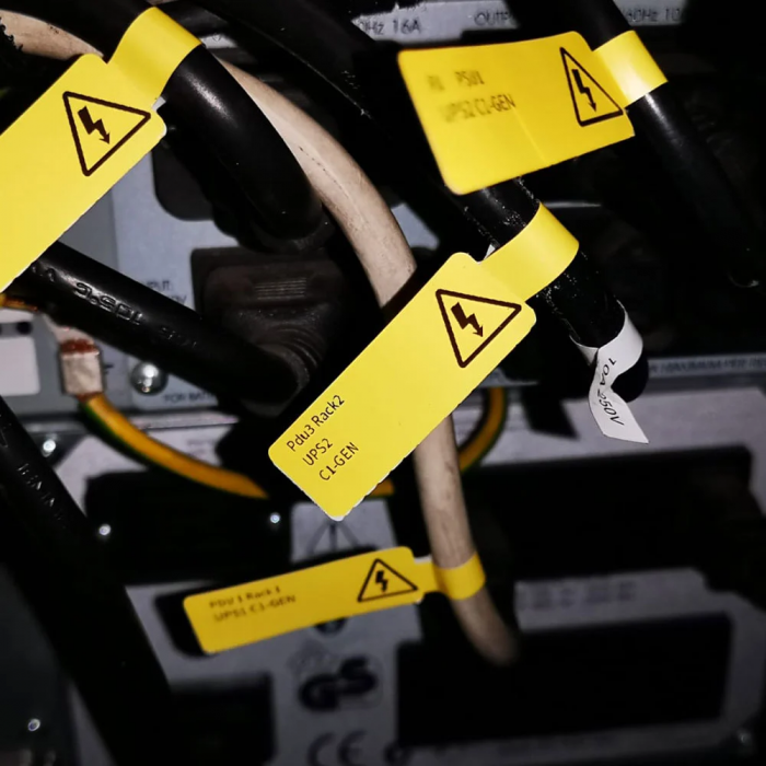 Flag cable labels F 30 x 45 mm + 50mm plastic yellow Aymo ID1 for AIMO Phomemo M110 M200 M220 printer, 80 labels [10]