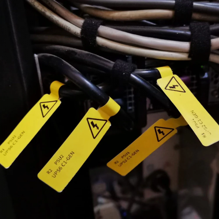 Flag cable labels F 30 x 45 mm + 50mm plastic yellow Aymo ID1 for AIMO Phomemo M110 M200 M220 printer, 80 labels [4]