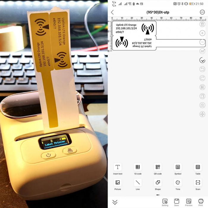 Flag cable labels F 30 x 45 mm + 50mm plastic yellow Aymo ID1 for AIMO Phomemo M110 M200 M220 printer, 80 labels [3]