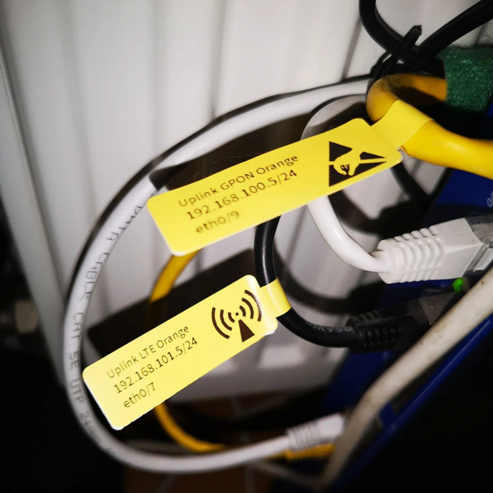 Flag cable labels F 30 x 45 mm + 50mm plastic yellow Aymo ID1 for AIMO Phomemo M110 M200 M220 printer, 80 labels [8]