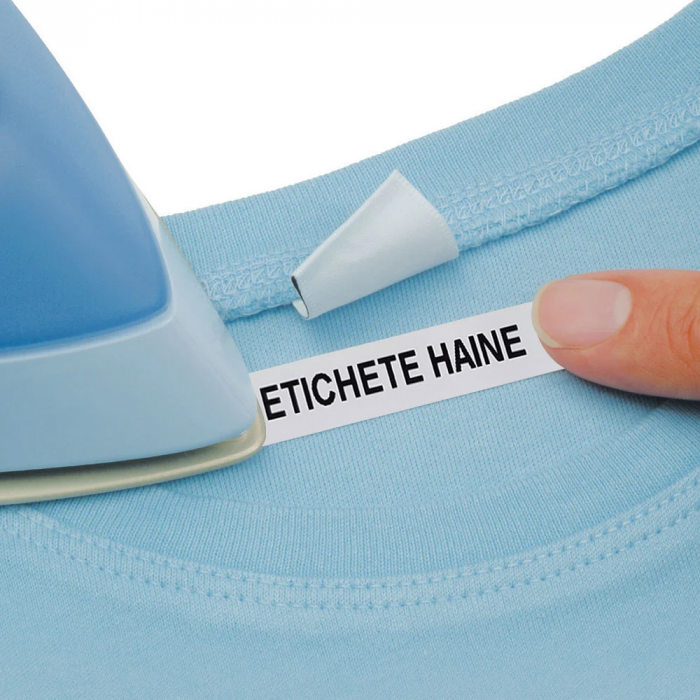 Etichete haine Iron-On 12 mm x 2 m negru alb Aymo ID1 compatibile Dymo S0718850 Letratag 18769 18773 18777 [2]