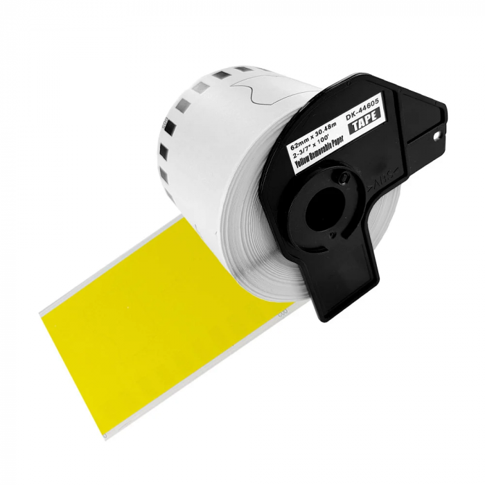 Continuous yellow labels 62 mm x 30.48 m plastic holder included Aymo ID1 compatible Brother DK-44605 DK44605 [1]