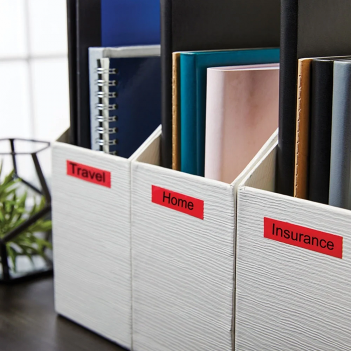 Red plastic labels 12 mm x 7 m Aymo ID1 compatible Dymo S0720570 45017 [2]