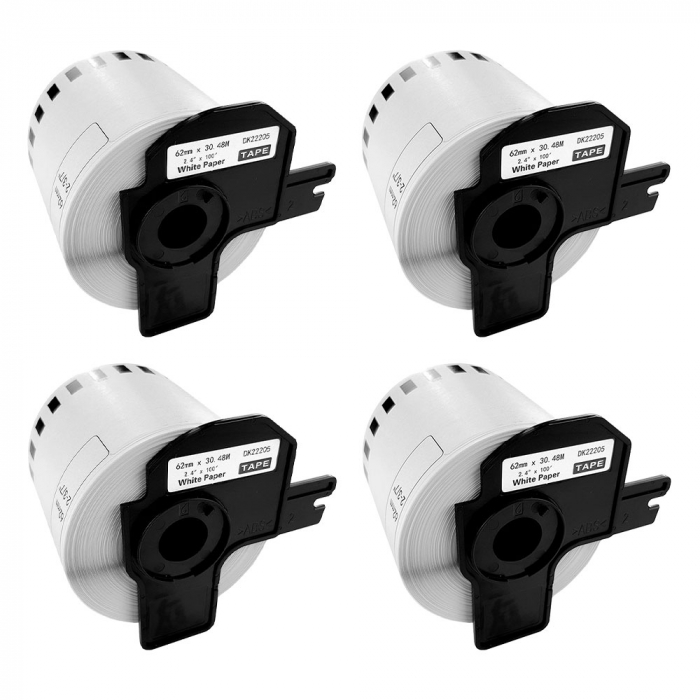 Set 4 Etichete modul continuu 62 mm x 30.48 m suport plastic inclus Aymo ID1 compatibile Brother DK-22205 DK22205 [1]