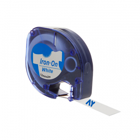 Dymo LetraTag Compatible Labels - Iron-On clothes labels 12 mm x 2 m blue white Aymo ID1 compatible Dymo S0718850 Letratag 18769 18773 18777
