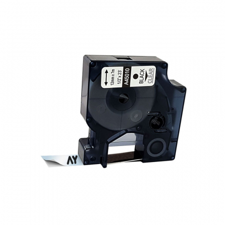Etichete Compatibile Dymo LabelManager - Etichete plastic transparent 12 mm x 7 m Aymo ID1 compatibile Dymo S0720500 45010