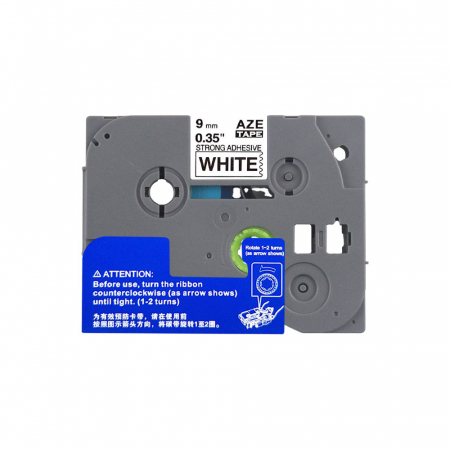 Etichete Compatibile Brother TZe laminate - Etichete strong adeziv compatibile Brother TZe-S221 9 mm negru/alb Aymo ID1 Brother S221 suprafete plane