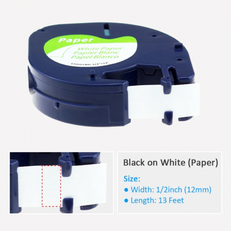 Etichete borcane hartie alba 12mm x 4m Aymo ID1compatibile Dymo Letratag 91200 S0721510 [6]